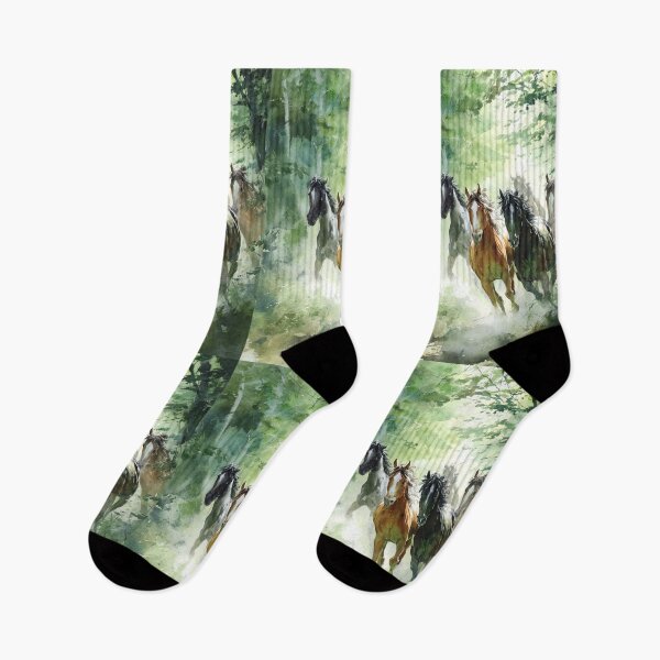 Item preview, A group of wild mustangs galloping through a sun-dappled forest Horses in Motion designed and sold by CDC40.