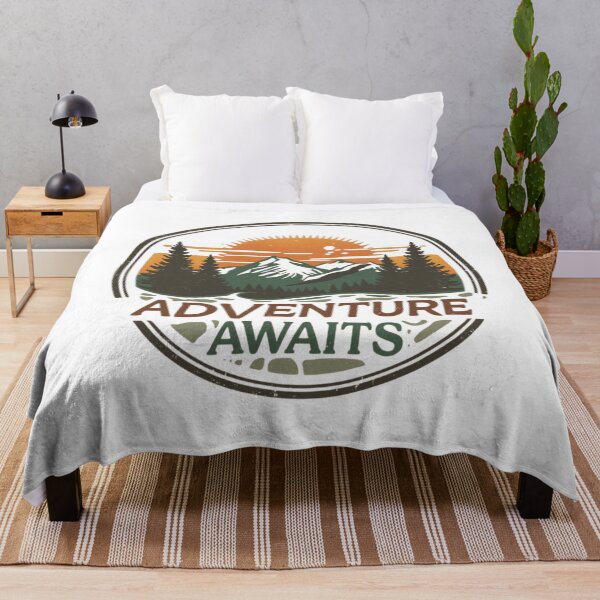 Item preview, Adventure Awaits Retro Badge – Mountain Sunset Design designed and sold by WovennDesigns.