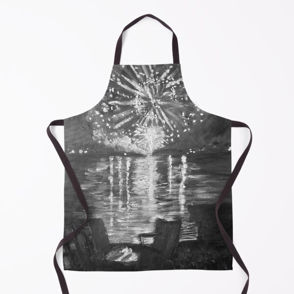 Item preview, B&W Fourth of July Fireworks on the Lake - Oil Painting Impressionist designed and sold by larrypnts.
