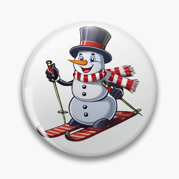 Item preview, Snowman on skis in a top hat with a striped scarf, A cheerful snowman wearing a top hat and striped scarf is actively skiing designed and sold by Danler.