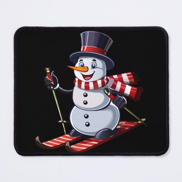 Item preview, Snowman on skis in a top hat with a striped scarf, A cheerful snowman wearing a top hat and striped scarf is actively skiing designed and sold by Danler.
