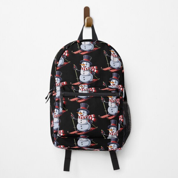 Item preview, Snowman on skis in a top hat with a striped scarf, A cheerful snowman wearing a top hat and striped scarf is actively skiing designed and sold by Danler.