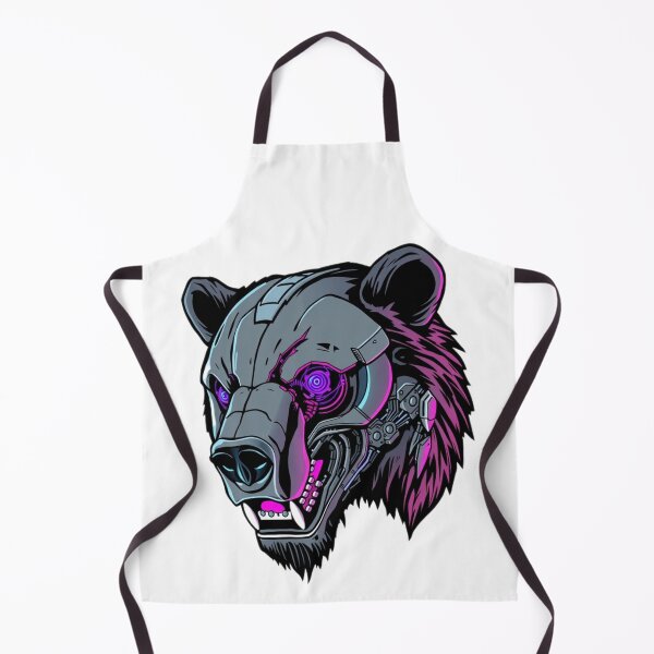Item preview, Cyber Bear Head | Grey, Purple and Neon Pink Futuristic Art designed and sold by Naturalite19.