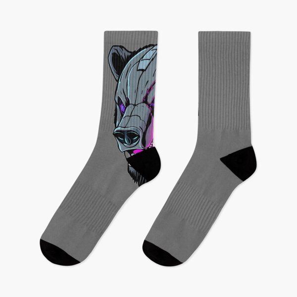 Item preview, Cyber Bear Head | Grey, Purple and Neon Pink Futuristic Art designed and sold by Naturalite19.