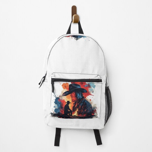Item preview, Cowboy Campfire Portrait – Wild West Rustic Art with Fire & Paint Splashes by NegarTv Designs designed and sold by NegarTv Designs.