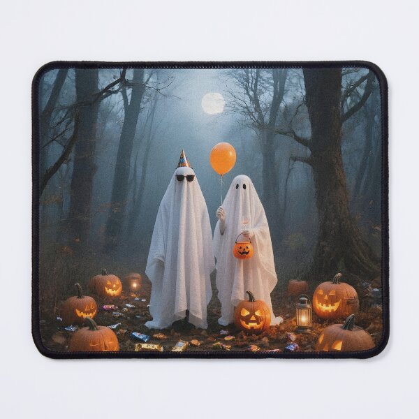 Item preview, Ghost Duo in Misty Forest – Balloon & Pumpkin Bucket Halloween designed and sold by Project X Design.