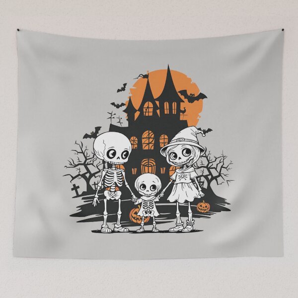 Item preview, A family of skeletons and a scary castle. designed and sold by MagelliShop.