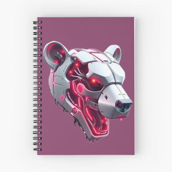 Item preview, Futuristic Android Bear Head | White Metallic Design with Neon Pink Glow designed and sold by Naturalite19.