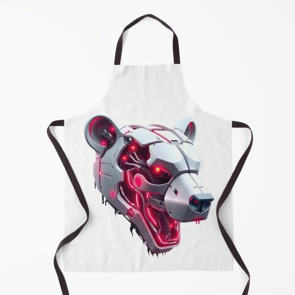 Item preview, Futuristic Android Bear Head | White Metallic Design with Neon Pink Glow designed and sold by Naturalite19.