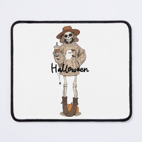Item preview, A stylish skeleton girl sipping pumpkin coffee. Happy Halloween! VI designed and sold by YvkafromPoland.
