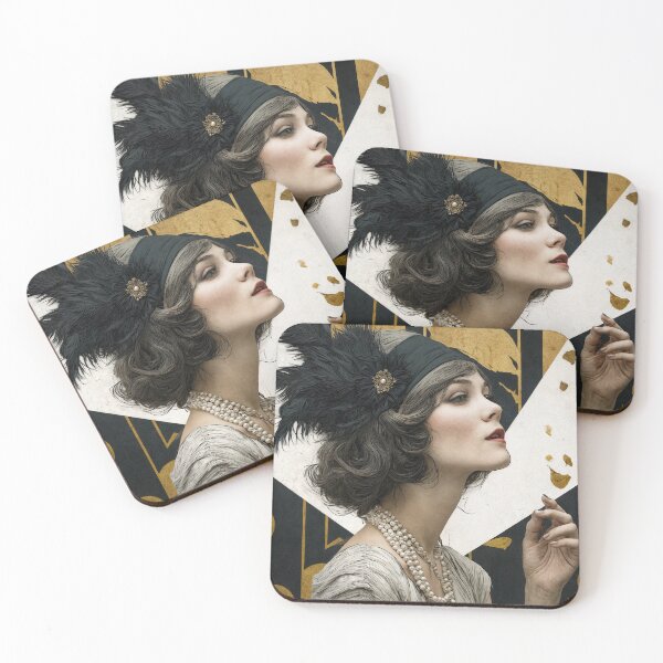 Item preview, Gatsby Glamour: Art Deco Flapper in Gold and Noir designed and sold by ForeverPrintsOK.
