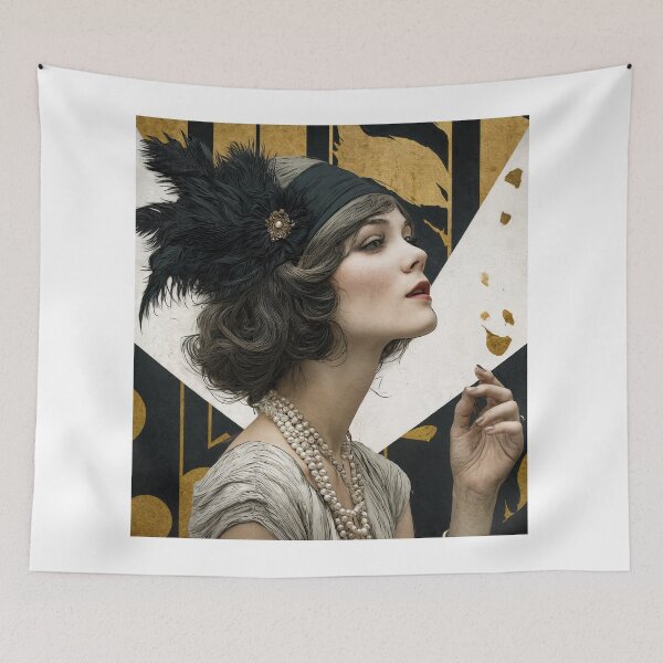Item preview, Gatsby Glamour: Art Deco Flapper in Gold and Noir designed and sold by ForeverPrintsOK.