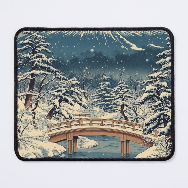 Item preview, Ukiyo-e Winter Dawn | Mount Fuji and Snowy Bridge designed and sold by Vandy Fullam.