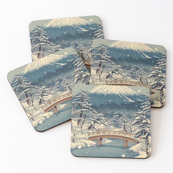 Item preview, Ukiyo-e Winter Dawn | Mount Fuji and Snowy Bridge designed and sold by Vandy Fullam.