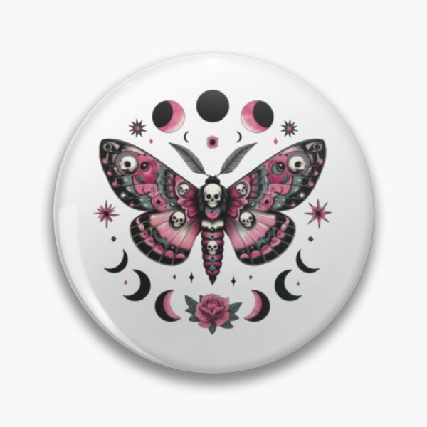 Item preview, pink gothic moth designed and sold by szydelkowanika.