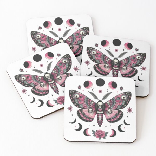 Item preview, pink gothic moth designed and sold by szydelkowanika.