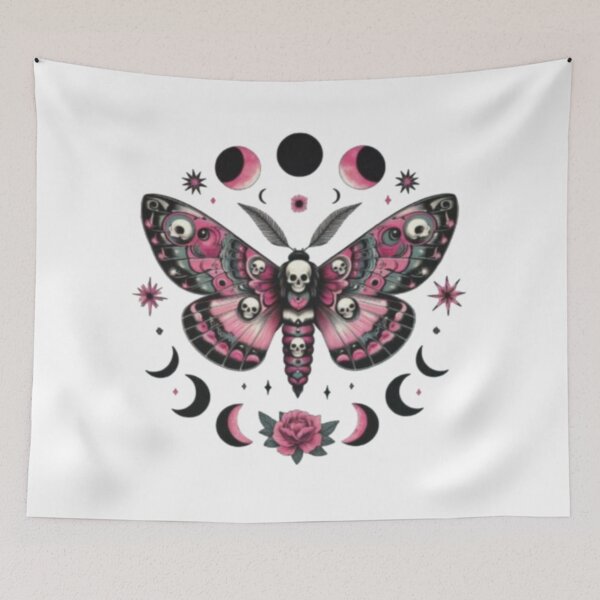 Item preview, pink gothic moth designed and sold by szydelkowanika.