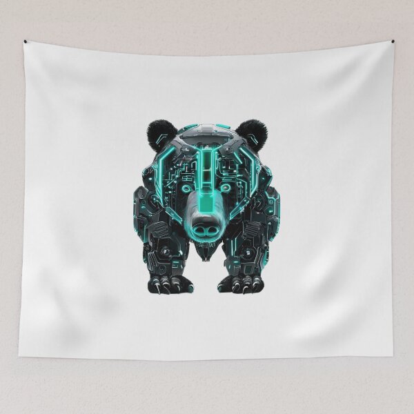 Item preview, Black Bear with Neon Green Glow | Futuristic Wildlife Art designed and sold by Naturalite19.