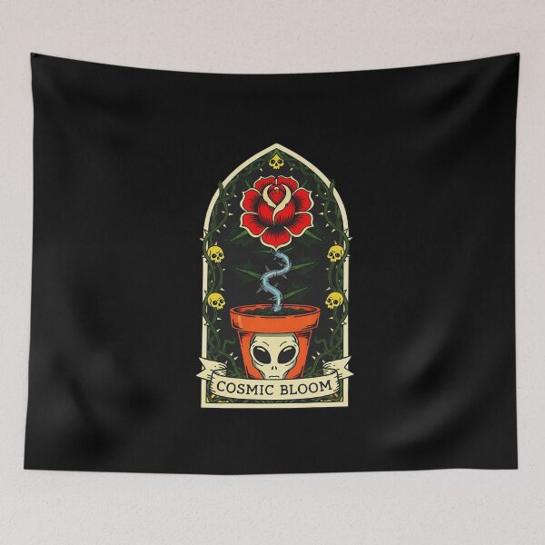 Item preview, Cosmic Bloom: Neo-Traditional Alien Head Rose Art designed and sold by CoffinsArt.