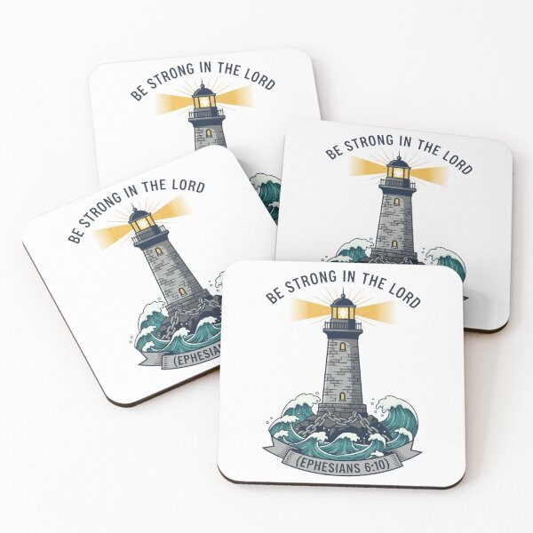 Item preview, Be Strong in the Lord Lighthouse Ephesians 6:10 Christian Art. designed and sold by loveandlightrb.