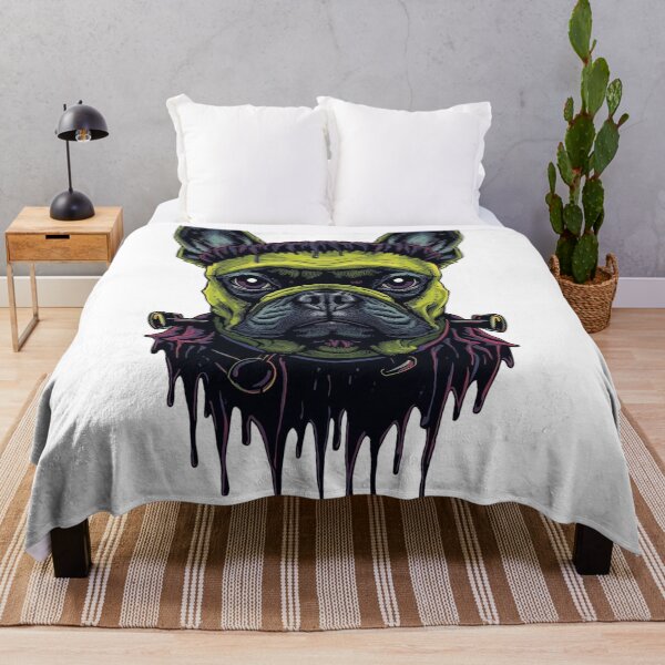 Item preview, Green Neon Frankenstein French Bulldog – Spooky Pet Monster Art designed and sold by snoezelstudio.