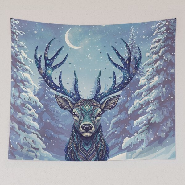 Item preview, Winter Solstice Stag - Celestial Forest Art Print designed and sold by DotsNSoul.
