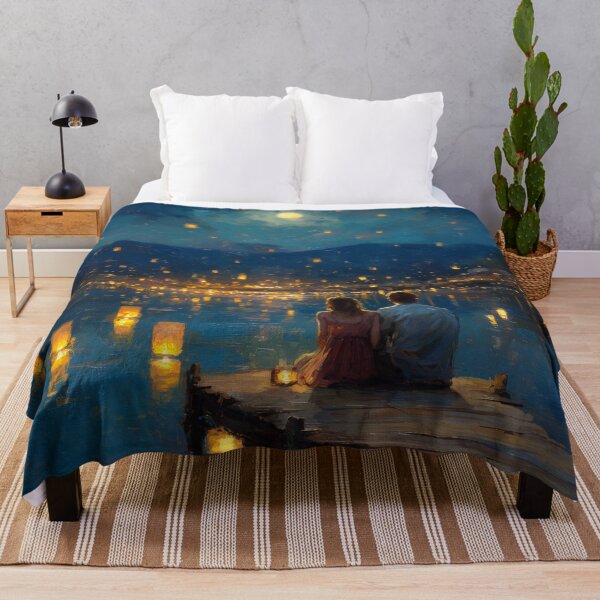 Item preview, Couple Sitting by a Lake with Lanterns designed and sold by Rtymer.