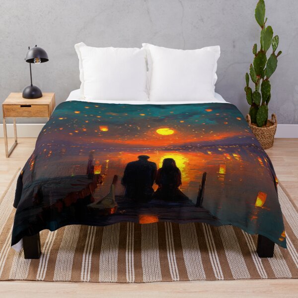 Item preview, Couple Sitting by a Lake with Lanterns designed and sold by Rtymer.