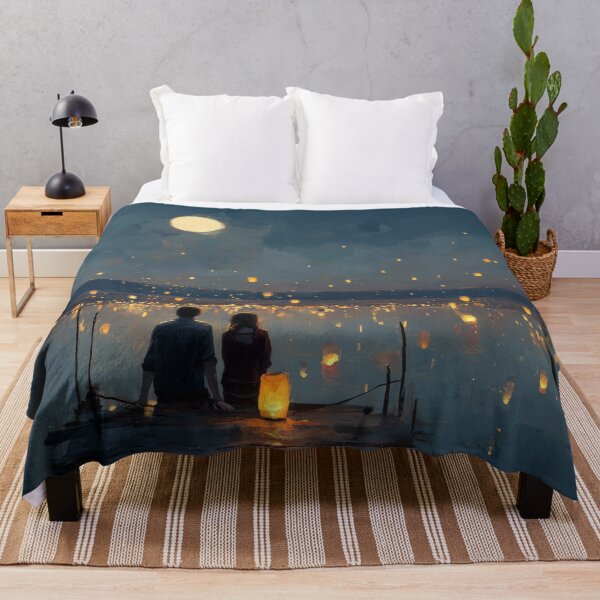Item preview, Couple Sitting by a Lake with Lanterns designed and sold by Rtymer.
