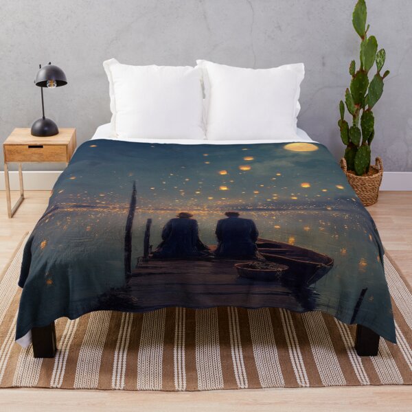 Item preview, Couple Sitting by a Lake with Lanterns designed and sold by Rtymer.