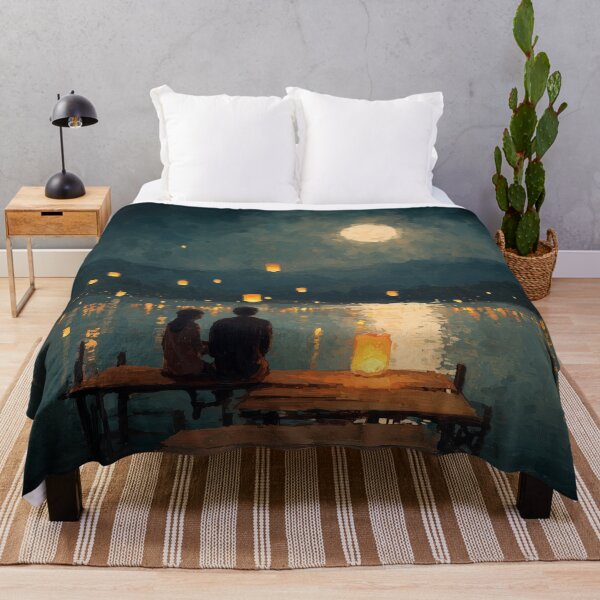 Item preview, Couple Sitting by a Lake with Lanterns designed and sold by Rtymer.