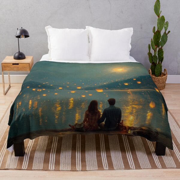 Item preview, Couple Sitting by a Lake with Lanterns designed and sold by Rtymer.