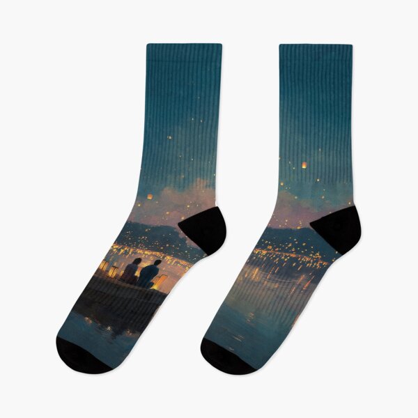 Item preview, Couple Sitting by a Lake with Lanterns designed and sold by Rtymer.