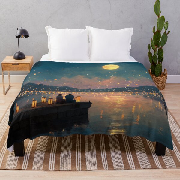 Item preview, Couple Sitting by a Lake with Lanterns designed and sold by Rtymer.