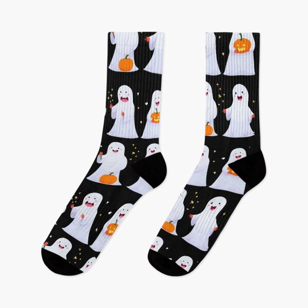 Item preview, Cute Ghosts with Pumpkins black – Kawaii Halloween Pack designed and sold by Dream Magic Co.