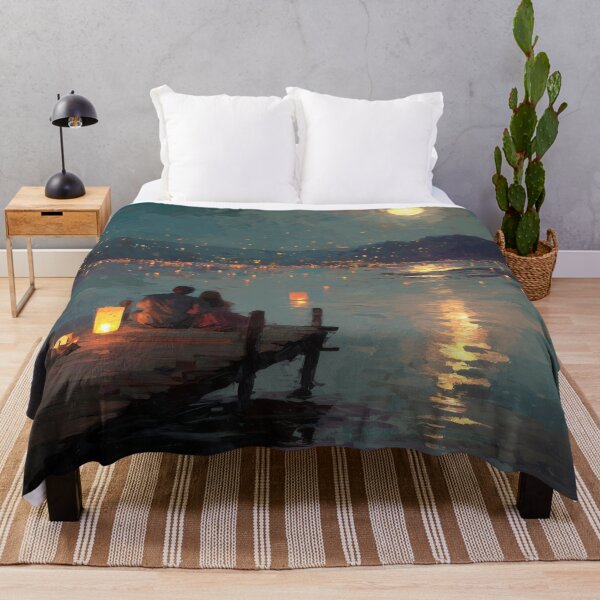 Item preview, Couple Sitting by a Lake with Lanterns designed and sold by Rtymer.