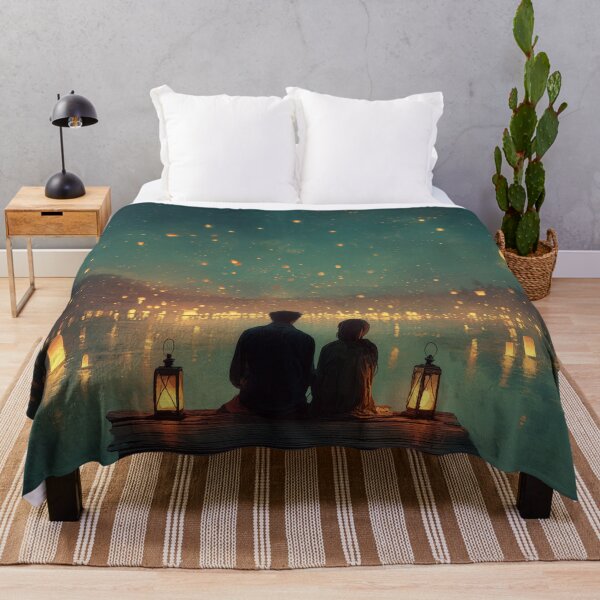Item preview, Couple Sitting by a Lake with Lanterns designed and sold by Rtymer.