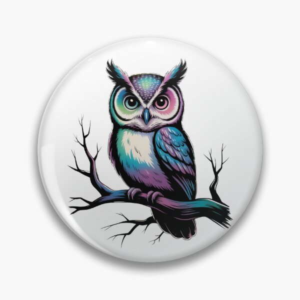 Item preview, Neon Owl Illustration – Colorful Cosmic Bird Art on Black Background designed and sold by WitchyWhisper.