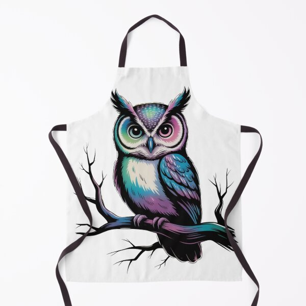 Item preview, Neon Owl Illustration – Colorful Cosmic Bird Art on Black Background designed and sold by WitchyWhisper.