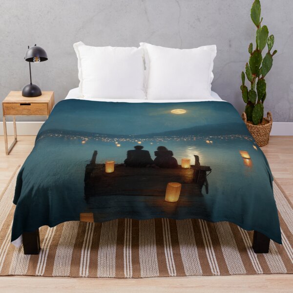Item preview, Couple Sitting by a Lake with Lanterns designed and sold by Rtymer.