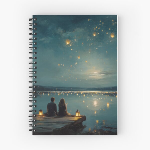 Item preview, Pareja sentada junto a un lago con linternas designed and sold by Rtymer.