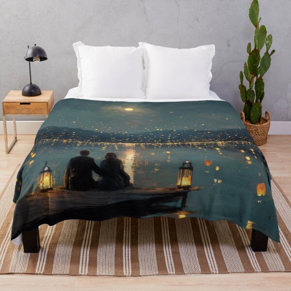 Item preview, Couple Sitting by a Lake with Lanterns designed and sold by Rtymer.