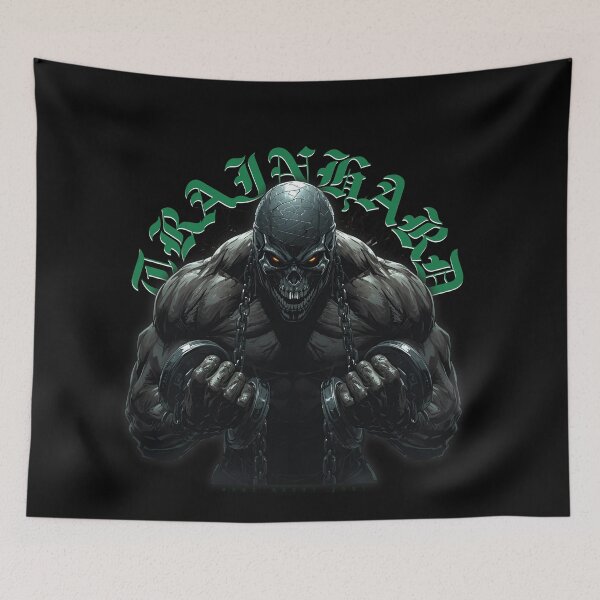 Item preview, TrainHard Green Skull Gym Warrior – Dark Fitness Motivation Design designed and sold by TrainHardCo.
