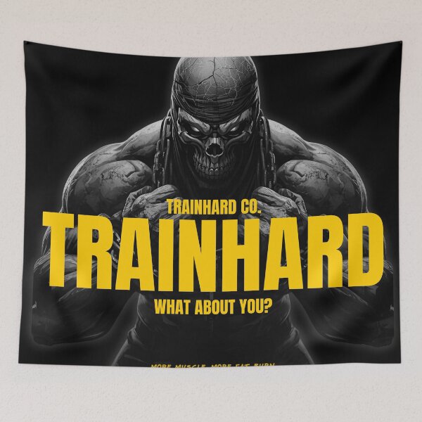 Item preview, TrainHard Yellow Skull – Intense Gym Motivation Poster Design designed and sold by TrainHardCo.