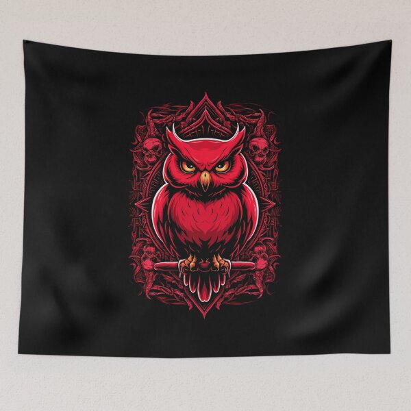 Item preview, Red Demon Owl – Gothic Dark Fantasy Skull Art Design designed and sold by WitchyWhisper.