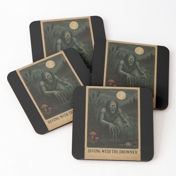 Item preview, Slavic Folklore Print – Drowned Spirit (Topielec) in Moonlit Marsh, Folk Horror Art designed and sold by JacobKAurumhead.