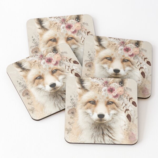 Item preview, Boho fox with flower wreath – Romantic nature design designed and sold by Meiersbeste.