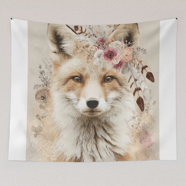Item preview, Boho fox with flower wreath – Romantic nature design designed and sold by Meiersbeste.