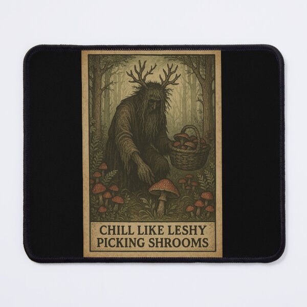 Item preview, Slavic Forest Spirit Art – Leshy Foraging Mushrooms, Cottagecore Folk Horror designed and sold by JacobKAurumhead.