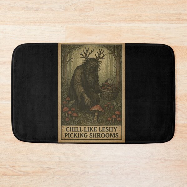 Item preview, Slavic Forest Spirit Art – Leshy Foraging Mushrooms, Cottagecore Folk Horror designed and sold by JacobKAurumhead.